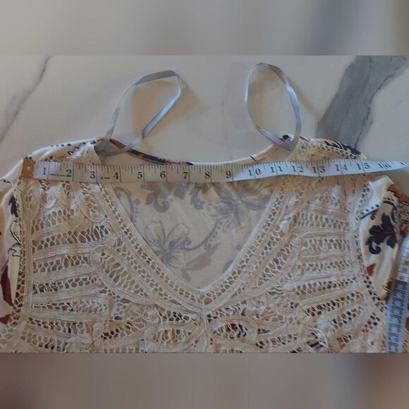 Daniel Rainn Romantic Cottagecore Floral Blouse Crochet Lace Trim Boho Chic - Picture 6 of 8